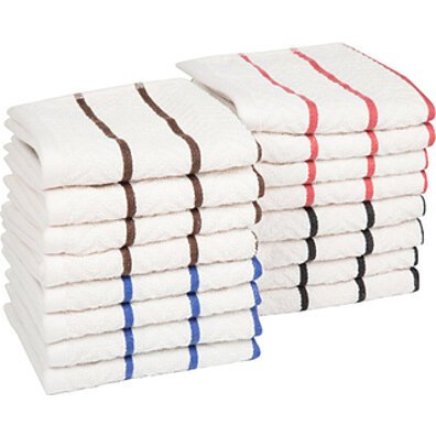 Lavish Home 16 Piece Cotton Chevron Terry Kitchen Towel Washcloth Set
