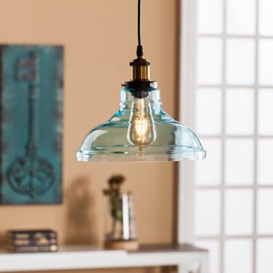 Gracelyn Colored Glass Bell Pendant Lamp - Soft Aqua