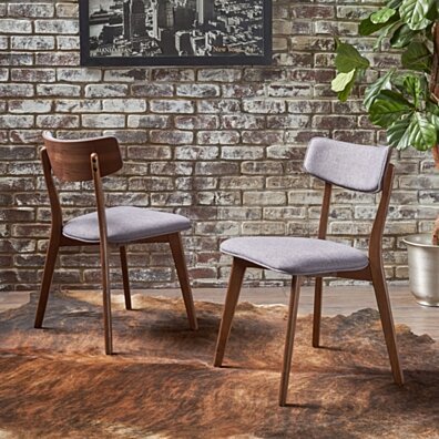 Caleb Mid-Century Walnut Finished Frame Dining Chairs (Set of 2)