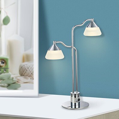 LED Modern Table Lamp 2 Lights Retro Plating Chrome NightStand Lamp Touch Switch 16W acrylic Bedside Lamp Eye-protect Reading Lamp