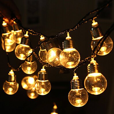 220V 20 LED Light Bulb Ball String Fairy Lights For Bedroom Xmas Wedding Party
