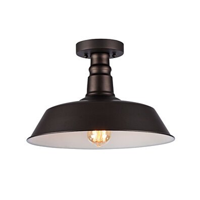 IRONCLAD Industrial-style 1 Light Rubbed Bronze Semi-flush Ceiling Fixture 14
