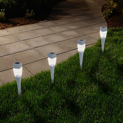 Pure Garden Solar Modern LED Pathway Lights - Set of 24 - Silver