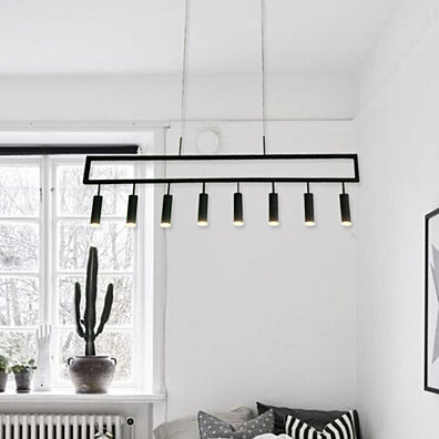 LED Linear Pendant Light 8-lights Metal Vintage Foryer Chandelier For Living Room Home Decoration Bedroom Bedside Lamp