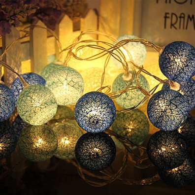 1.3M 10LED Cotton Ball String Lights Party Wedding Christmas Decor Lights