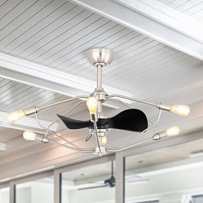 37 inches Industrial 3 Reversible Blades Chandelier Ceiling Fan with Remote