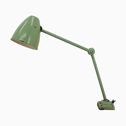 Image of Industrial Adjustable Metal Table Lamp with Patina, 1950s