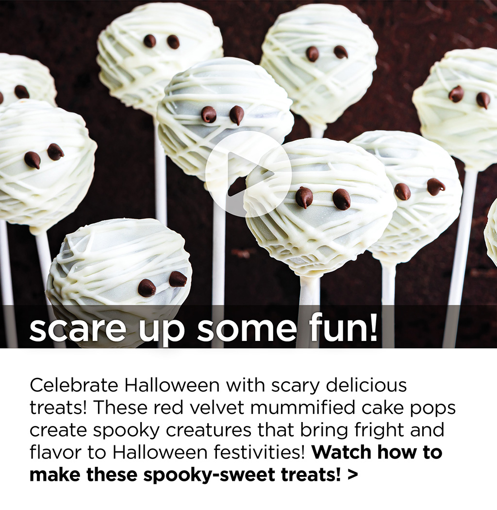  scare up some fun! - Celebrate Halloween with scary delicious treats! These red velvet mummified cake pops create spooky creatures that bring fright and flavor to Halloween festivities! Watch how to make these spooky-sweet treats! >