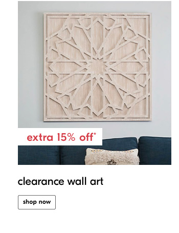extra 15% off* clearance wall art
