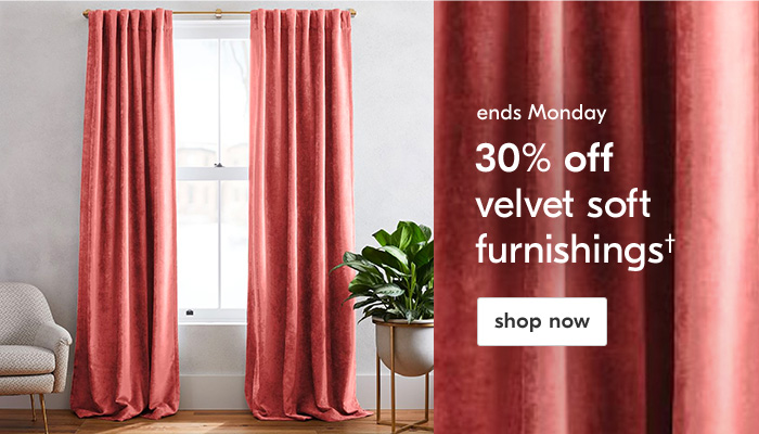 30% off velvet soft furnishings