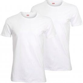 2-Pack Stretch Cotton Crew-Neck T-Shirts, White
