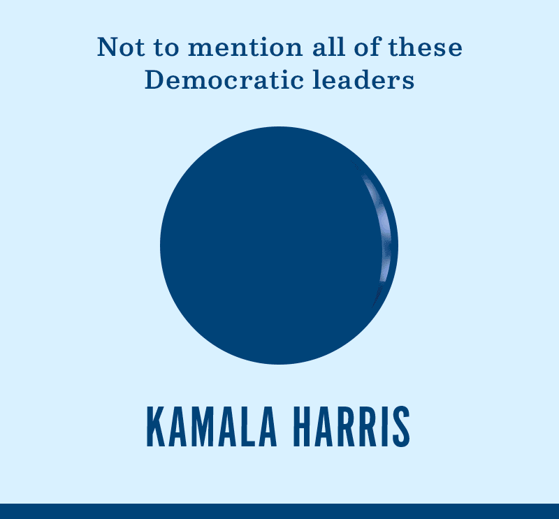 Not to mention all of these Democratic leaders: Kamala Harris, Cory Booker, Pete Buttigieg, Amy Klobuchar, Andrew Yang, Beto O''Rourke