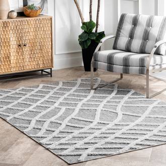 Rugs USA Gray Alpen Raised Fishnet Trellis rug - Contemporary Rectangle 8'' x 10''