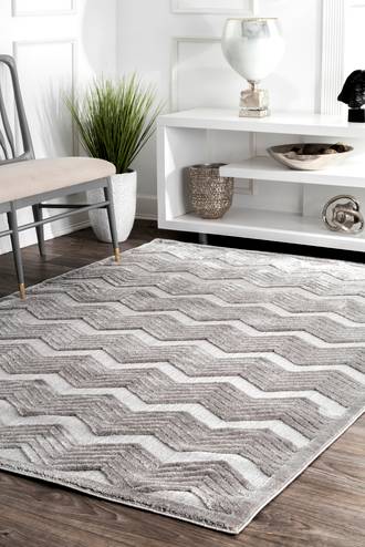 Rugs USA Gray Dewdrop Textured Chevron rug - Contemporary Rectangle 5'' 3