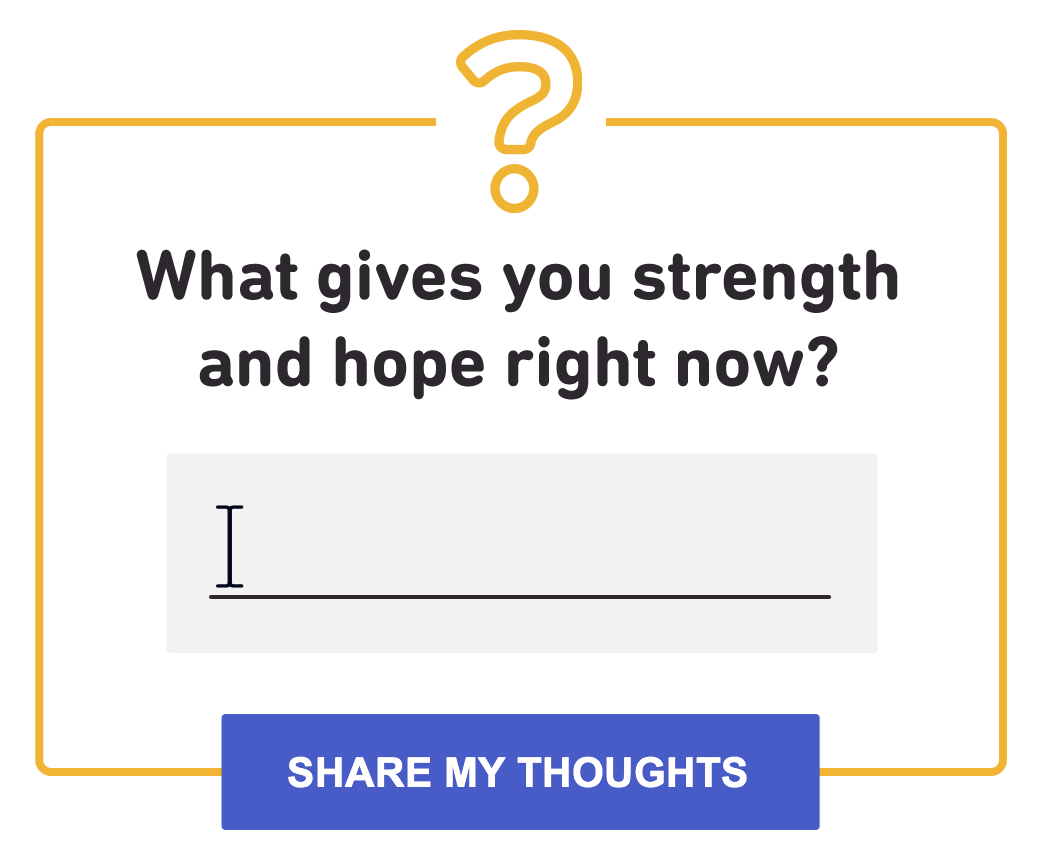 What gives you strength and hope right now?
