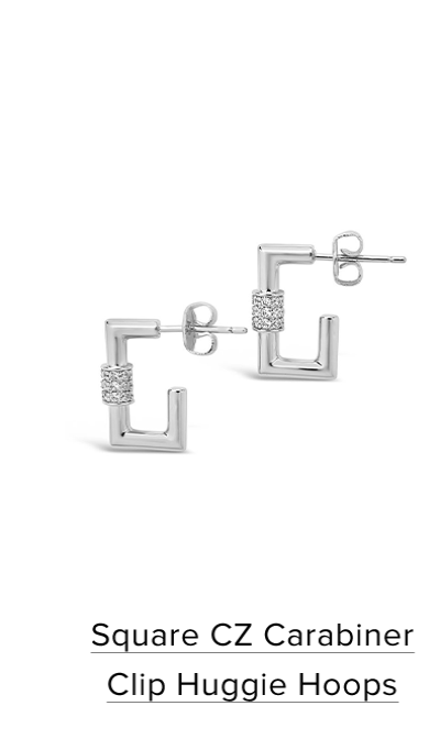 square cz carabiner clip huggie hoops