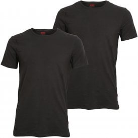 2-Pack Stretch Cotton Crew-Neck T-Shirts, Black