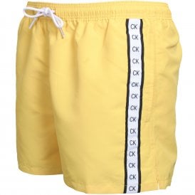 Premium Logo Tape Athletic-Cut Swim Shorts, Mimosa Yellow