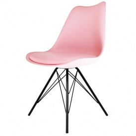 Eiffel Inspired Light Pink Plastic Dining Chair with Black Metal Legs