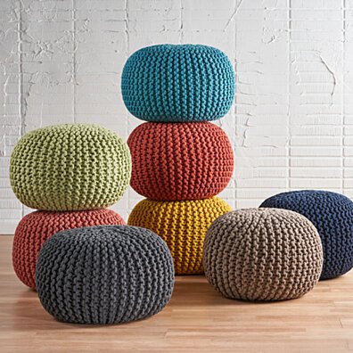 Poona Hand Knitted Artisan Pouf Ottomans