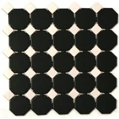 Octagon Black White Matt & Gloss (5.5cm x 5.5cm) 29.5cm x 29.5cm Mosaic Tile