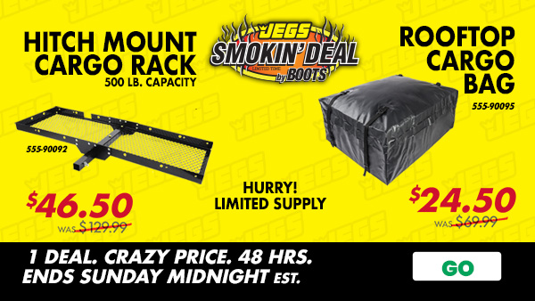 JEGS Smokin' Deal - Hitch Mount Cargo Rack and Rooftop Cargo Bag!