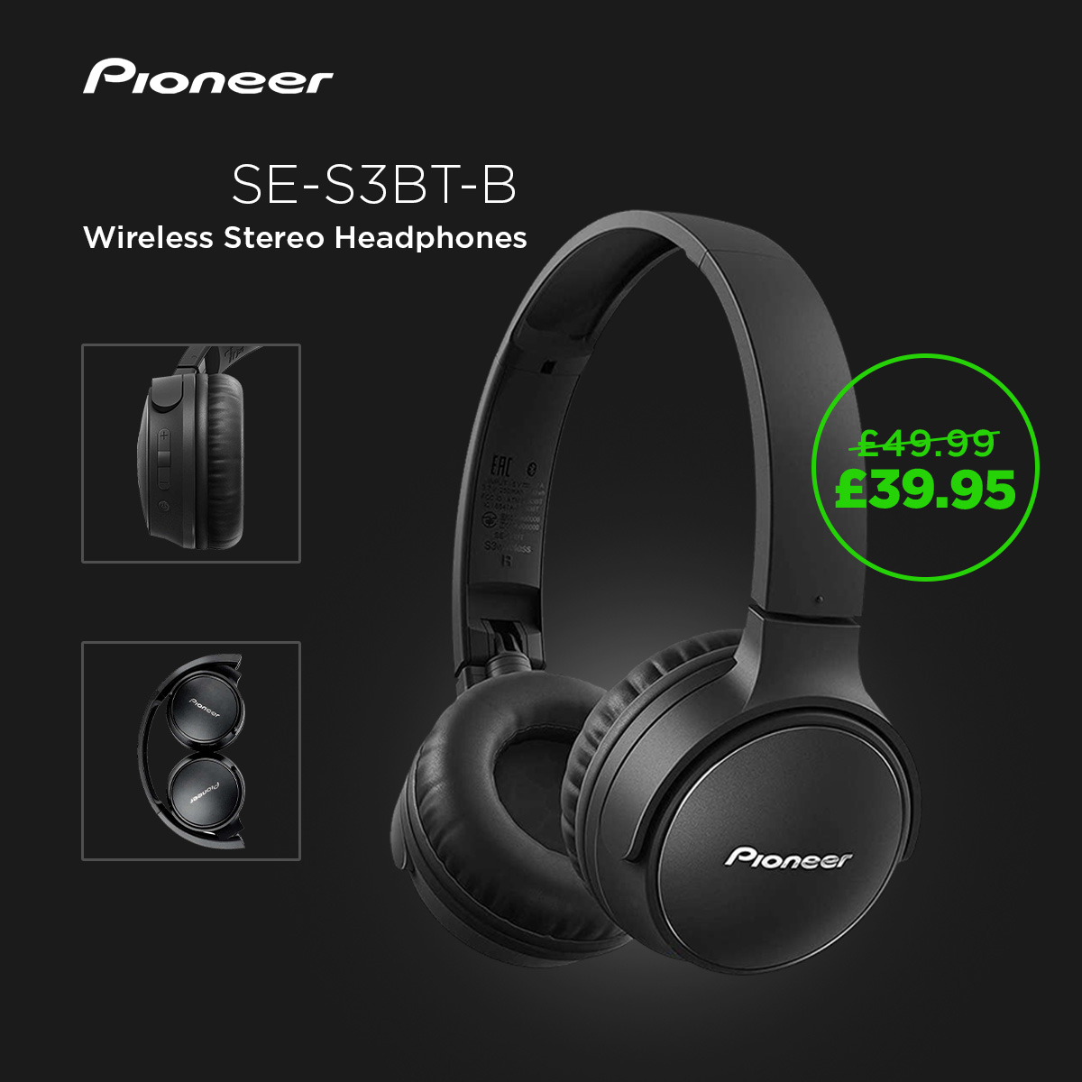 Pioneer S3wireless Bluetooth Headphones - Only ?39.95