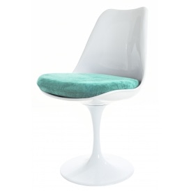 White and Luxurious Turquoise Tulip Style Side Chair