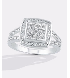 Sterling Silver Diamond Ring