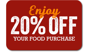 Enjoy 20% off your food purchase