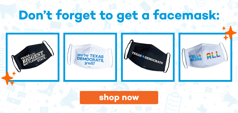 Don't forget your facemask: Texas is the BIGGEST Battleground state navy facemask, We're Texas Democrats y'all white facemask, Texas Democrats navy facemask, Y'all means ALL facemask 