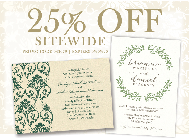Take 25% off sitewide on your next online order only at theamericanwedding.com