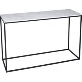 White Marble and Black Metal Contemporary Console Table 