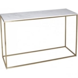 White Marble and Gold Metal Contemporary Console Table