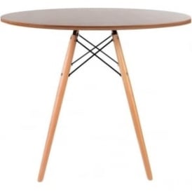 Eiffel Inspired Medium Walnut Circular Dining Table with Beech Wood Legs