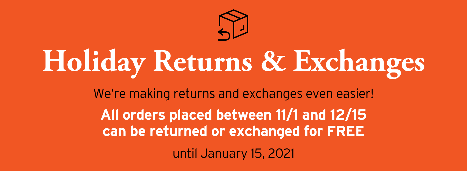 Text. Holiday Returns & Exchanges. 