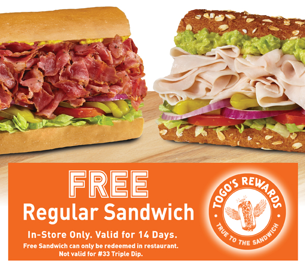 a free birthday sandwich has been added to your rewards account