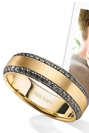 Neil Lane Men''s Black Diamond Wedding Band