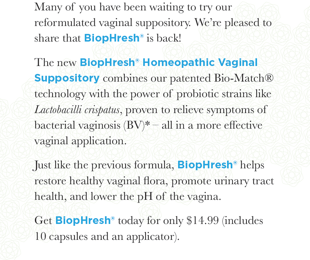 Text describing features of BiopHresh