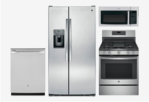 GE Stainless Steel 25.3 Cu. Ft. Side By Side Refrigerator with Gas Range