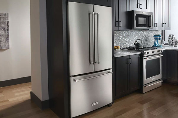 KitchenAid Stainless Steel Counter Depth French Door Refrigerator with Gas Range Package