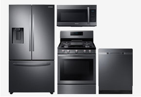 Samsung 27 Cu. Ft. Black Stainless Steel 3-Door French Door Refrigerator with Gas Range Package