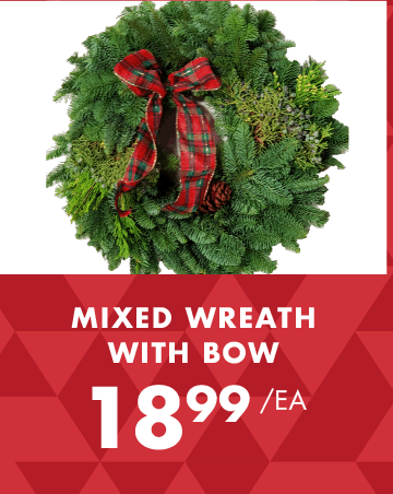 Mixed Wreat with Bow - $18.99 each