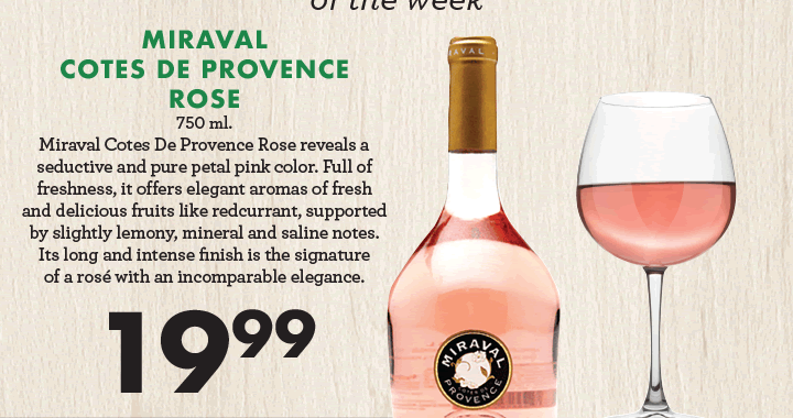 Miraval Cotes de Provence Rose - $19.99
