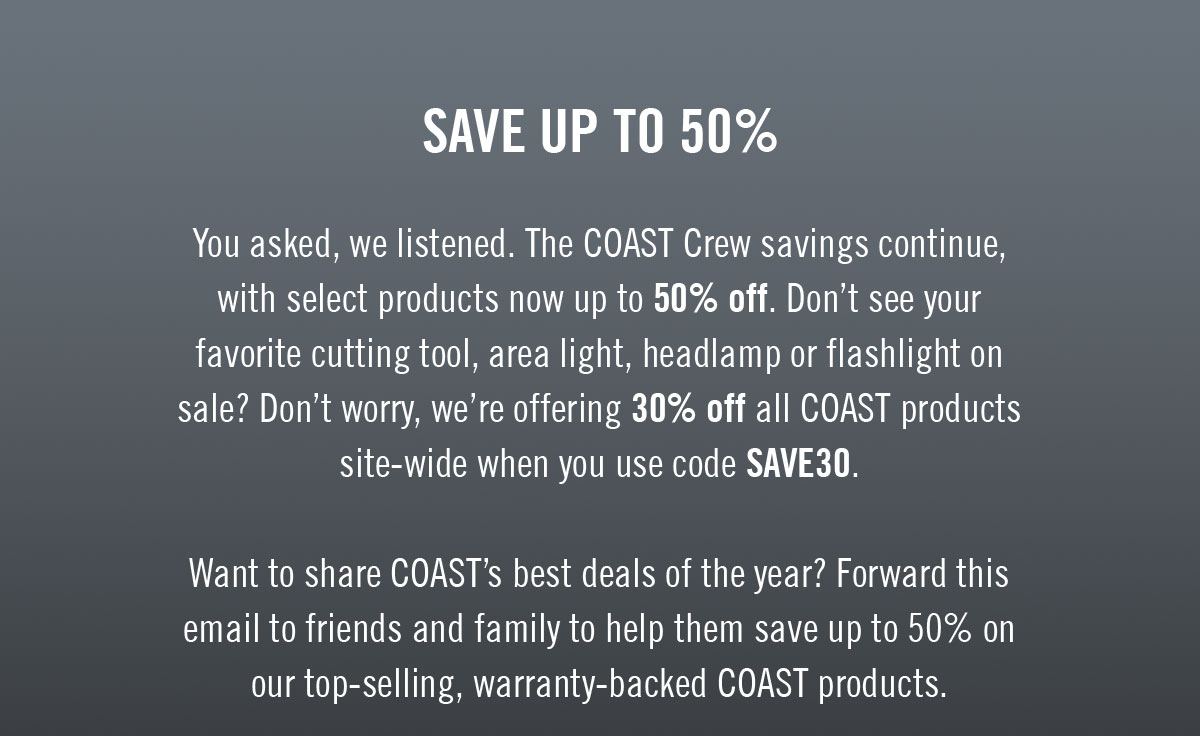 Take 50% Off for COAST Cyber Monday