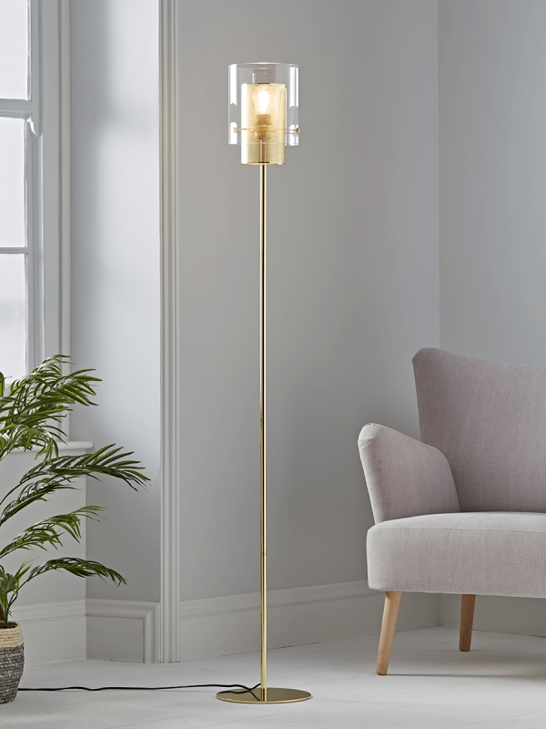 NEW Mesh & Glass Stem Floor Lamp