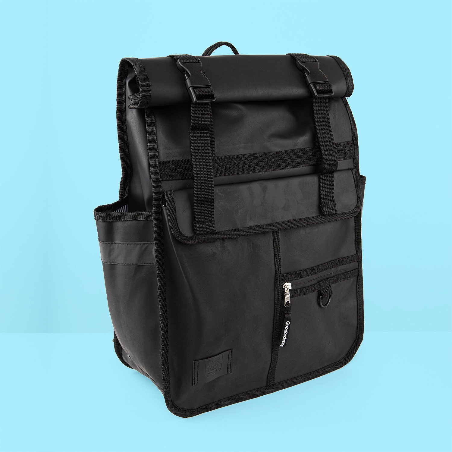 ECO Monochrome Rolltop Backpack Pannier Black