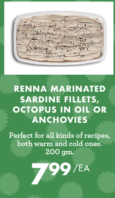 Renna Marinated Sardine Fillets, Octopus in Oil or Anchovies - $7.99 each