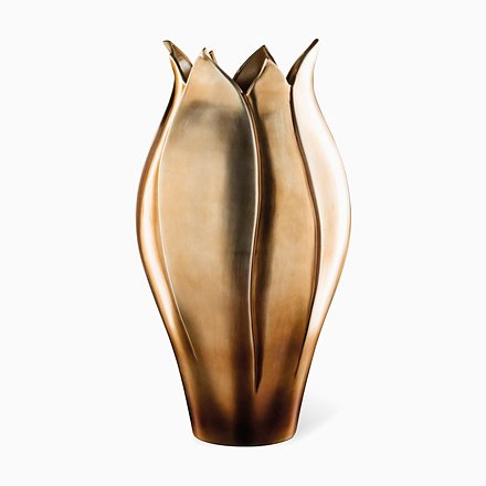 Image of Italian Craftsmanship Ceramic Tulip Vase Alto with Brass Metal Finishing from VGnewtrend