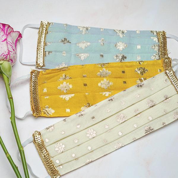 Image of Pack of 3 Amna Floral Masks